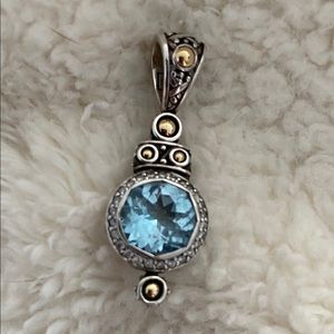 John Hardy blue topaz & diamond pendant